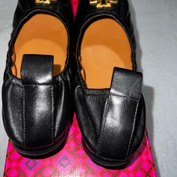 Britten Ballet Tory Burch Black Leather Flats - Picture 3 of 5